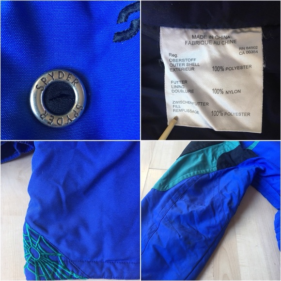 VINTAGE SPYDER Ski Winter Jacket Coat Blue L/XL - Picture 6 of 8